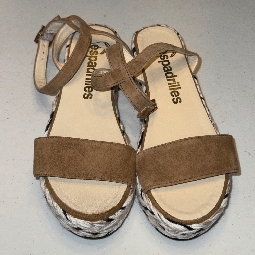 EUC Espadrilles Brand Made in Spain Platform Sandal Ankle Strap Size 38 EU